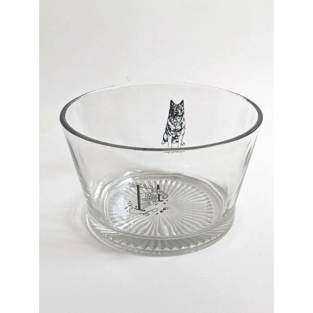 Vintage‎ Sacramento Dog Training Club Glass Ice Bucket German Shepherd Graphic